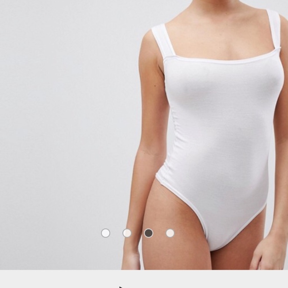 White Square Neck Bodysuit